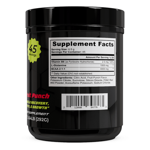 BCAA Post Workout Powder for muscle recovery and growth, fruit punch flavor, 0.64lb (292g), USA.